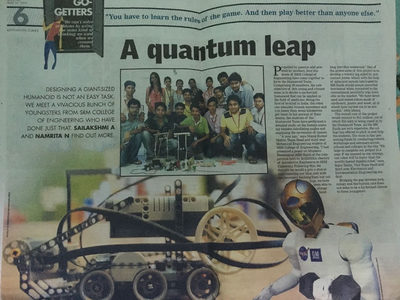 Education Times feature titled A quantum leap