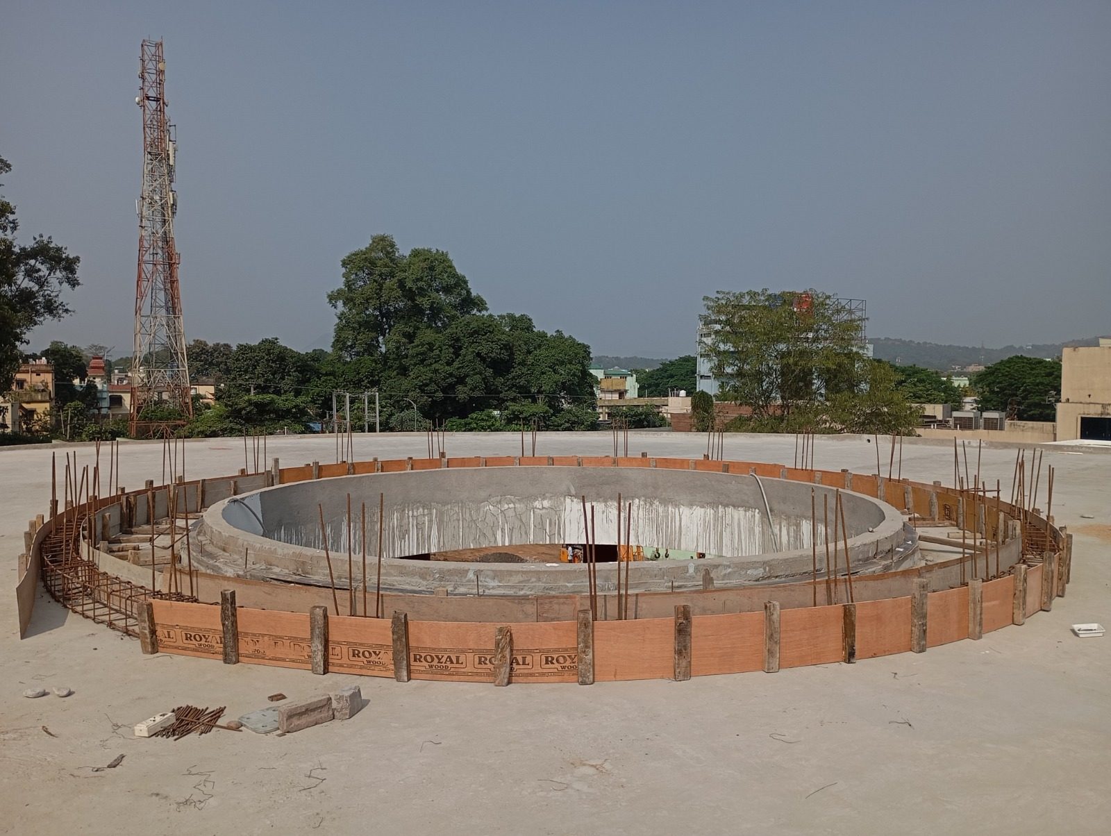 Circular foundation ring cast on the rooftop