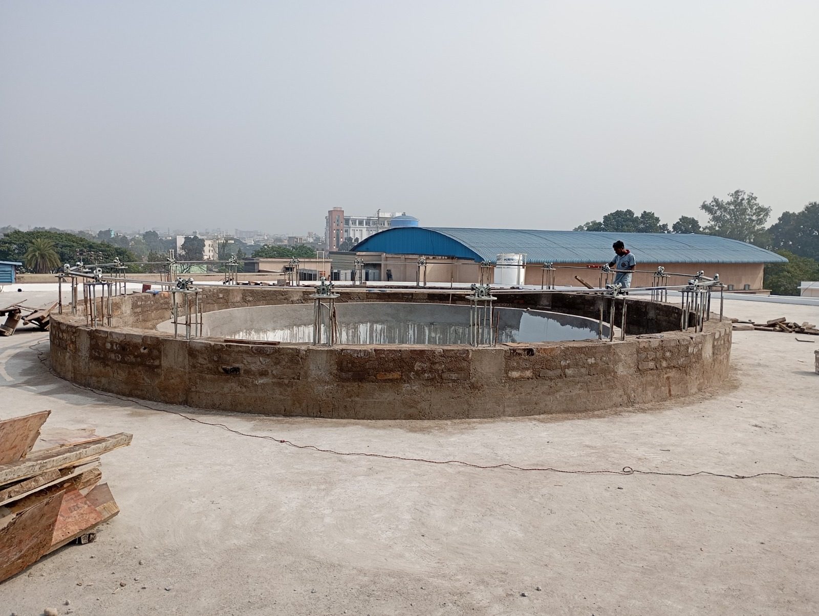Completed ring beam and dome base wall