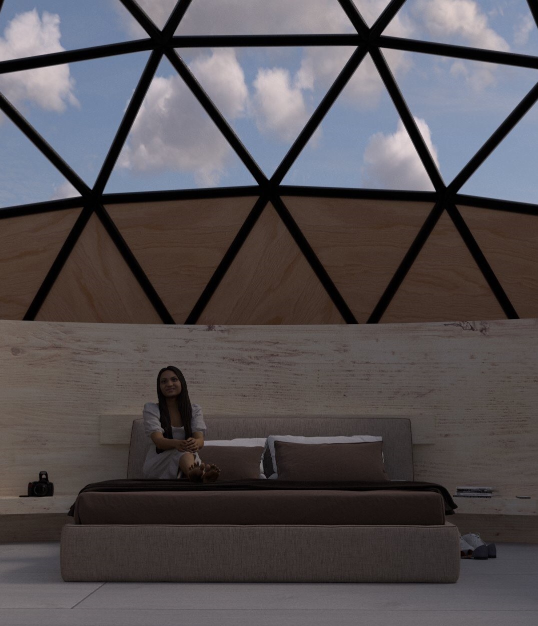 Interior concept render of the Vipra Resort dome suite