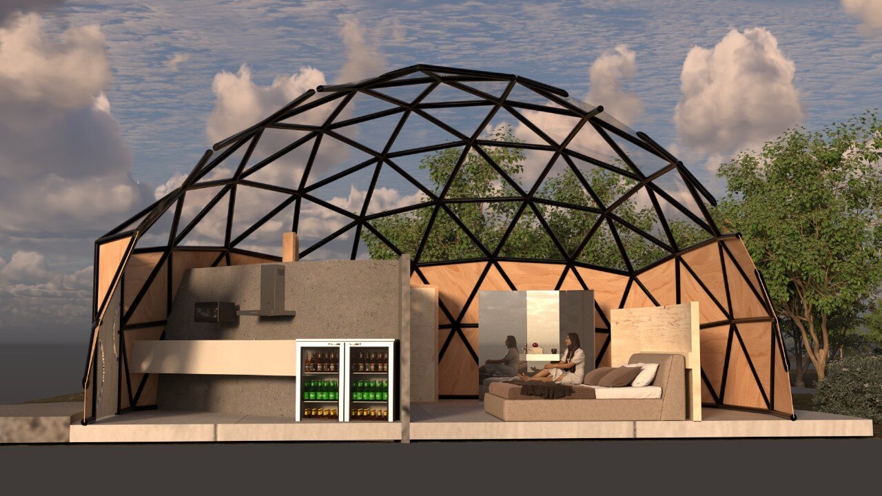Sectional concept render of the Vipra Resort dome suite