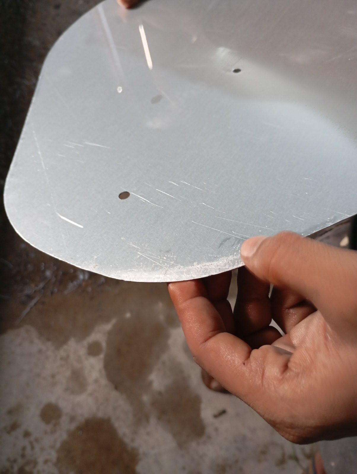 Freshly cut aluminium cladding panel